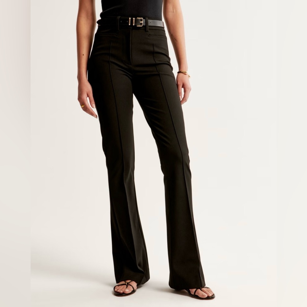 ABERCROMBIE & FITCH, WOMENS PANTS BLACK‎ SIZE 33L, FLARE HIGH RISE, POCKET